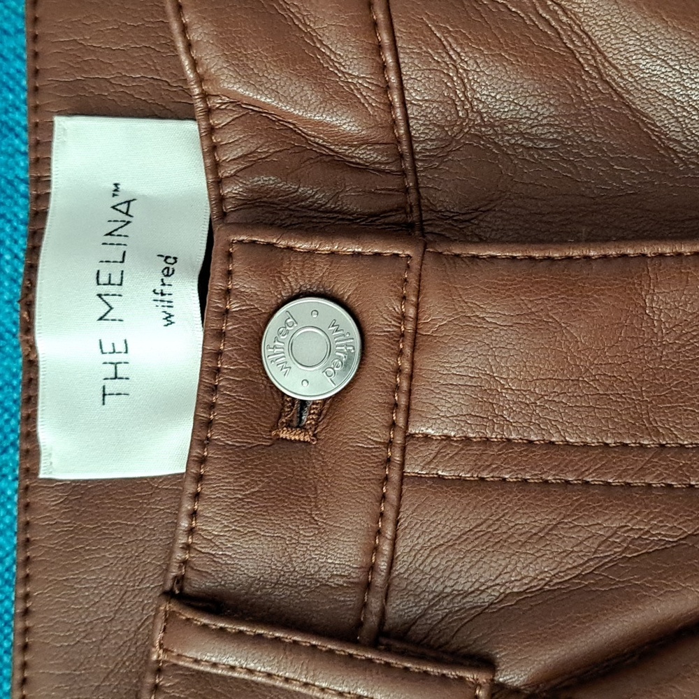 Wilfred THE MELINA  Cognac High Rise Straight Leather Pants NEW Size 0